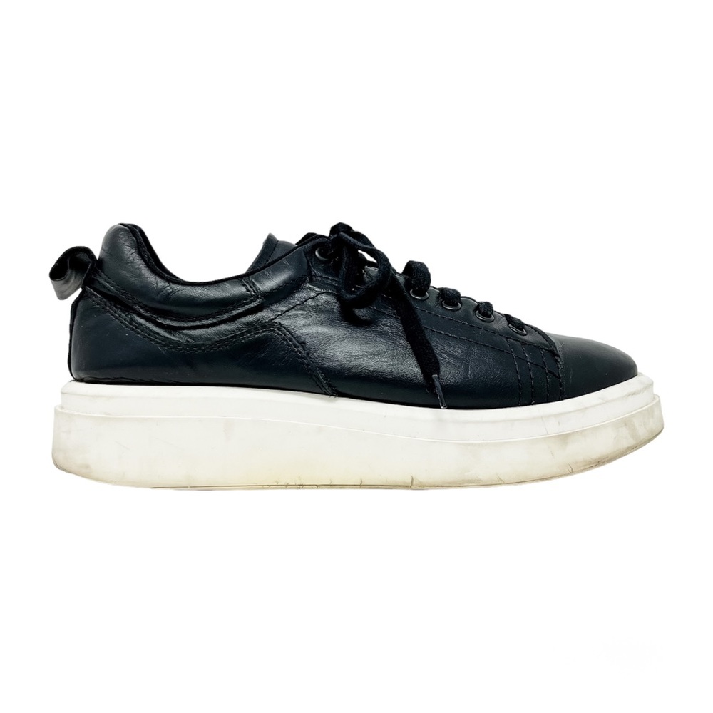 Zara Leather Platform Lace Up Sneakers Women’s 42 Shoes Black - Picture 6 of 11